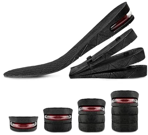 Plantillas Altura Hombre y Mujer, Plantillas para Aumentar Altura, Plantillas Alzas Para Zapatos, 3-7.5cm Plantillas de Zapatos con Cojín de Aire Elevadores Talón Ajustable Plantillas Altura