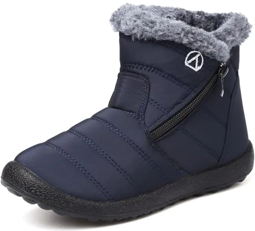 LAZAZAFI Botas de Nieve para Niñas y Niños Invierno Calentar Forrada Impermeables Exterior Antideslizante Planas Casual Caminar Azul 31 EU
