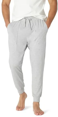 Amazon Essentials Pantalones de Pijama Tipo Jogger de Mezcla de Algodón Tejido Hombre, Gris Chiné Moyen, L