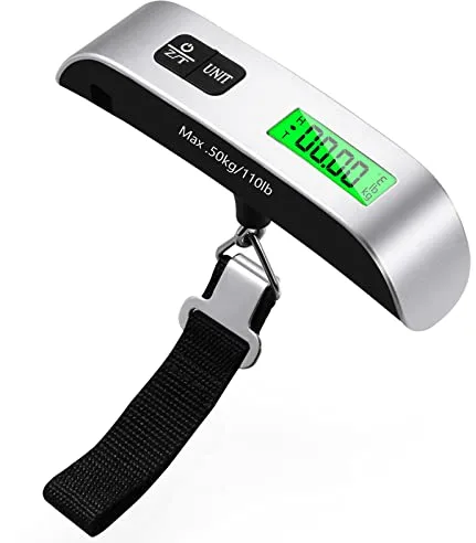 Blendura Digital Pesa Maletas de Viaje Escala del Equipaje, LCD Portátil Bascula Maletas Medición de Temperatura Función, Bascula Maletas Viaje 110 lb/50 kg Adecuado para Viajes al Aire Libre