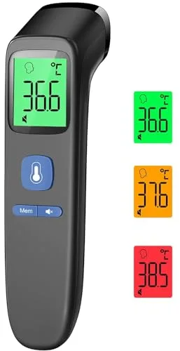 Viproud Termómetro de Fiebre para Bebés, Niños y Adultos, Termómetro Frontal sin Contacto, Infrarrojo Digital con Lecturas Precisas Instantáneas, Alarma de Fiebre y 35 Recuperaciones de Memoria