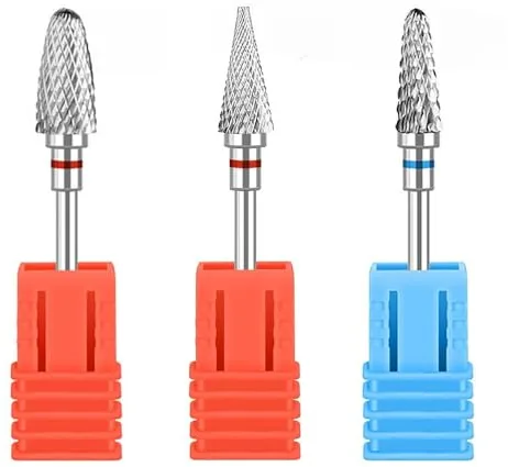 YPYMOD 3 Piezas Fresas Torno para Uñas, 3/32 Pulgadas Broca Manicura Profesional de Acero al Tungsteno, para Manicura, Pedicura, Esmaltes, Uñas Acrílicas y Uñas de Gel