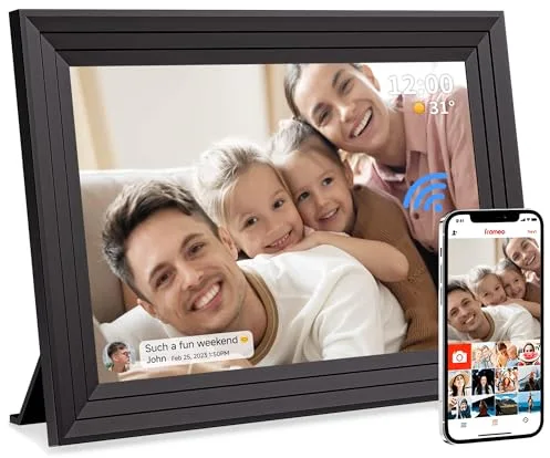 Marco de Fotos Digital WiFi Portaretratos - 10.1 Pulgadas 32GB Portafotos para Video 1280x800 IPS Porta Retrato Pantalla Táctil HD Rotación Automática Cuadro Electronic Photo Frame Luakug