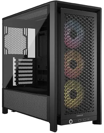 CORSAIR Frame 4000D RS ARGB Caja Modular ATX Mid–Tower para PC – Alto Flujo de Aire, 3 Ventiladores RS ARGB preinstalados, ASUS BTF, MSI Project Zero, Gigabyte Project Stealth – Negro