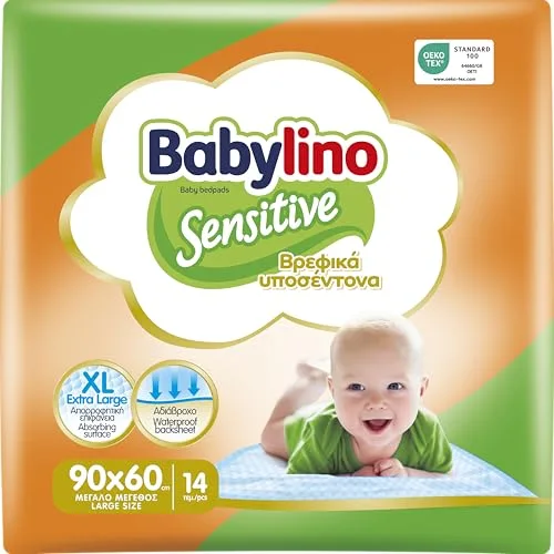 Babylino Sensitive - Empapadores Desechables para bebé 90 x 60 cm, Cambiadores con Extra Absorción, 14 Unidades