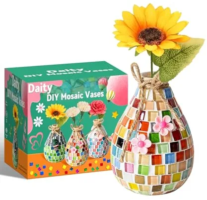 Daity Juego de jarrón de mosaico para manualidades, juego de manualidades para niños, adultos, juego creativo para niños y adultos