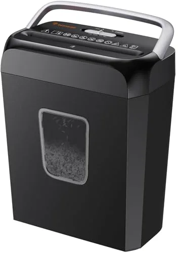 Bonsaii Destructora de Papel, destruye 6 Hojas a la Vez, Puede triturar Tarjetas de crédito y Clips de Oficina, destructora de Papel para casa con un contenedor de residuos de 13 litros, C237-B