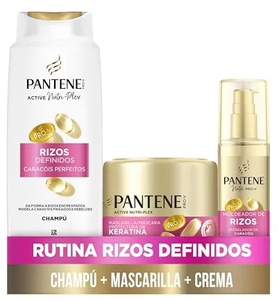 Pantene Pro-V Rizos Definidos Champú 625ml, Mascarilla 300ml, Moldeador De Rizos 145ml, Rizos Rebeldes Y Encrespados. Protege Enlaces Capilares