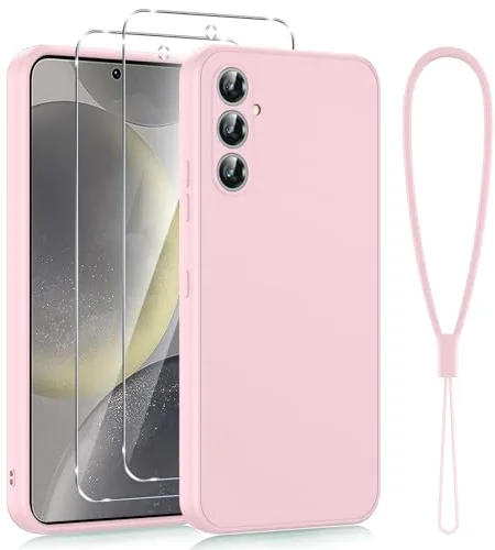 Viojrlra Funda para Samsung Galaxy S24 5G Caso con Protección de La Cámara y 2 Piezas Cristal Templado, Delgado Suave TPU Silicona Antigolpes Case, Carcasa Protectora con Forro de Microfibra, Rosa