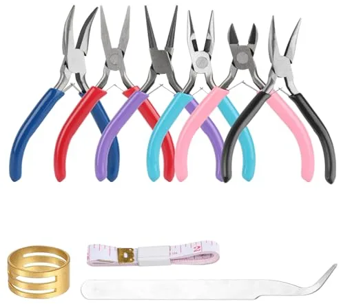 6 Pcs Alicates para Hacer Joyas, Corte para Bisutería y Joyería, Punta de Aguja y Doblada, Punta de Cadena, Alambre