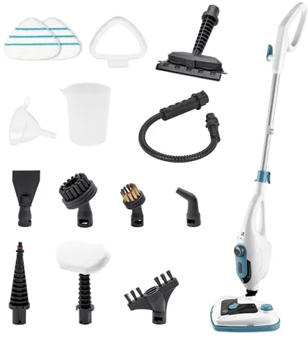 Di4 SteamClean Multi 12 ProMax Limpiador Vapor Multifunción 12 en 1, 1500W, Elimina 99,9% de Virus y Bacterias, Vaporeta Limpieza Hogar ECO sin Detergentes, Limpiador Tapiceria, Limpia Sofas