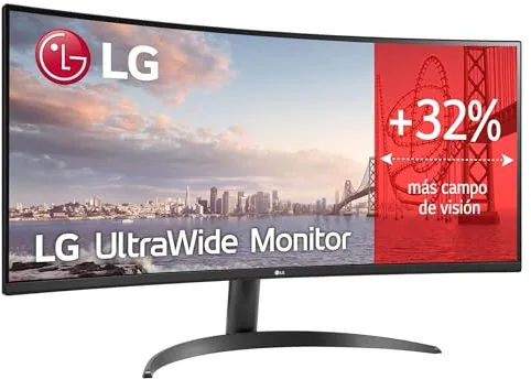 LG 34WR50QK-B - Monitor UltraWide Curvo, 34", QHD: (3440x1440px), 21:9, ADM FreeSync Premium, Multiposición, Negro