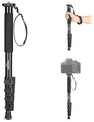 NEEWER 155cm Monopié de Cámara, Portátil de Aleación de Aluminio de Viaje Monopié con Varilla de 1/4'' 3/8'' Adaptador de Tornillo para Cámaras DSLR, Accesorios de Cámara Profesional, Max 8kg, TP41