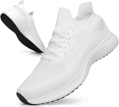 Giniros Zapatillas de Deportivas Hombre Ligeros Transpirables Zapatillas Running Bambas Sneakers Correr Jogging Caminar Casual Atlético Tenis Fitness Gym Blanco 40EU