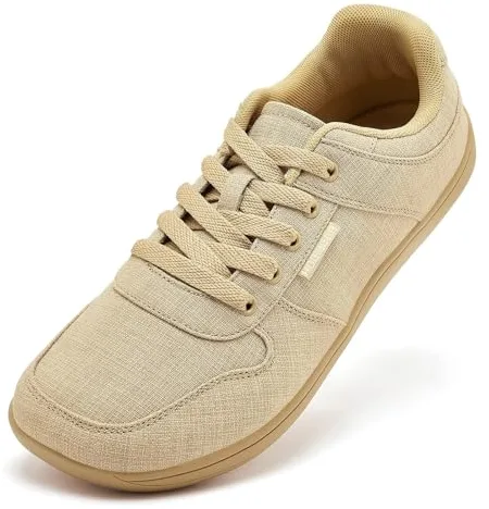 HOBIBEAR Zapatillas de Lona Unisex Zapatos Descalzos Anchos para Hombre Zapatillas de Moda para Mujer Zapatos Casuales clásicos Suela Zero Drop (Kaki EU 45)