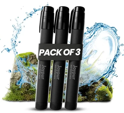 Joypur Filtro de Agua Portátil Outdoor - Elimina 99,9999% Bacterias y Virus - Ligero y Compacto para Acampada, Senderismo, Survival - Filtro Alto Rendimiento para Agua Potable Limpia (noir*3)