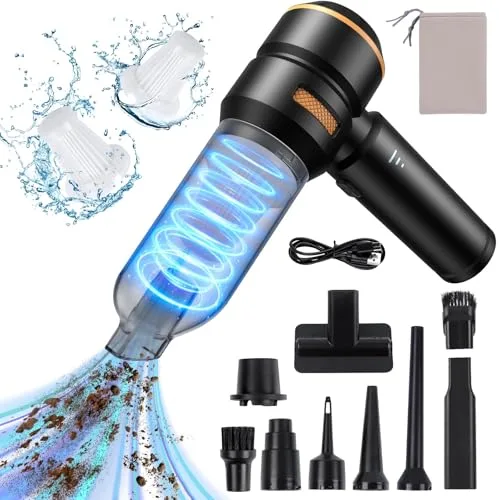 Aspirador de Mano Potente - 20000Pa Mini Aspiradora de Mano Sin Cable, Aspirador Coche Potente sin Cable Adecuado Para PC,Casa,Grietas y Rincones, También Puede Usarse Como Bomba de Inflable, 6000mAh