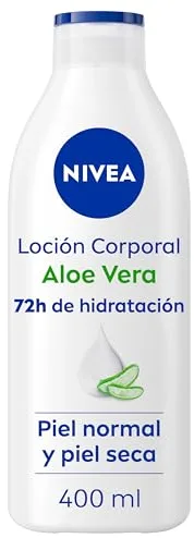 NIVEA Loción Corporal Aloe Vera (1 x 400 ml), body loción refrescante para 72 h de hidratación profunda, loción hidratante con aloe vera, ácido hialurónico y sérum nutritivo