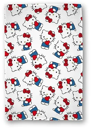 Manta de Forro Polar con Licencia Oficial de Hello Kitty, diseño de Heartheld, Manta súper Suave y cálida, dormitorios de Adolescentes, Camping y Fiestas de Pijamas, tamaño 100 x 150 cm,