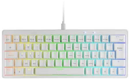 Mars Gaming MKMINIPRO, Español, Teclado Mecánico Compacto 60%, Switches Mecánicos Hot-Swappable, Iluminación RGB Chroma, Teclado Gaming Antighosting, Multiplataforma, Switch Silencioso, Blanco