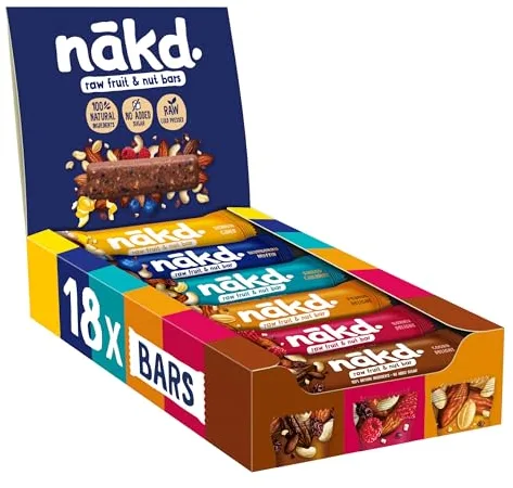 Nākd. Pack Multisabores Nuevo Mix | Barritas Raw de Fruta y Frutos Secos | 100% Ingredientes Naturales | Sin Azúcar Añadido | 18 x 35g | 630g
