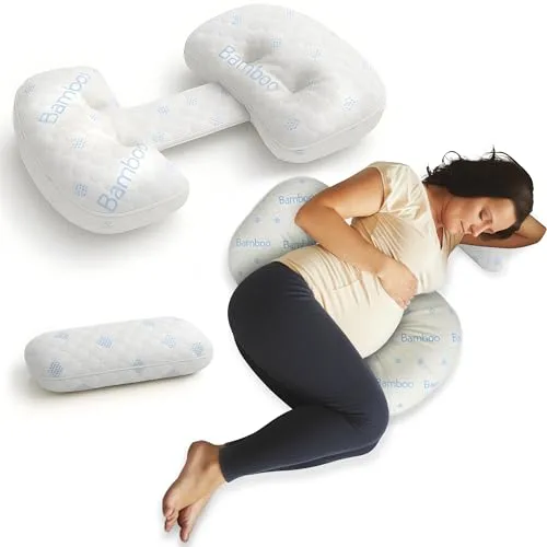 Tarleys Cojin Embarazada - Almohada Embarazada con Soporte para la Espalda - Caderas - Piernas y Vientre - Almohada para Dormir de Lado - Cojin Lactancia Multifuncional - Desmontable y Ajustable.