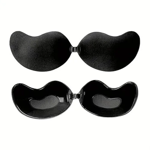 IMAXWAVE Sujetador Invisible, Sujetador Pegajoso, Sujetador Sin Tirantes, Sujetador Sin Espalda, Sostén, Bra Autoadhesivo, Silicona (FR/ES, Tamaño de Copa & Medida de Contorno, XS, L, D, 75, Negro)