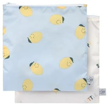 LÄSSIG Bolsa de almacenamiento reutilizable bolsa de aperitivos 2 piezas/Snack Bag Happy Fruits Lemon