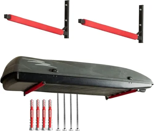 Pallit BRACKET-M - Soporte de pared para cajas de techo, canoas y tablas de surf, ahorro de espacio para garaje y sótano, carga máxima de 40 kg, soporte universal para objetos voluminosos