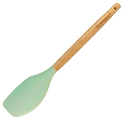 Fackelmann Ocean Espátula de Cocina Universal, Espátula de Silicona con Núcleo Rígido de Acero, Mango Antideslizante de Madera con Certificado FSC, 31x6 cm, Verde Agua, 1 ud.