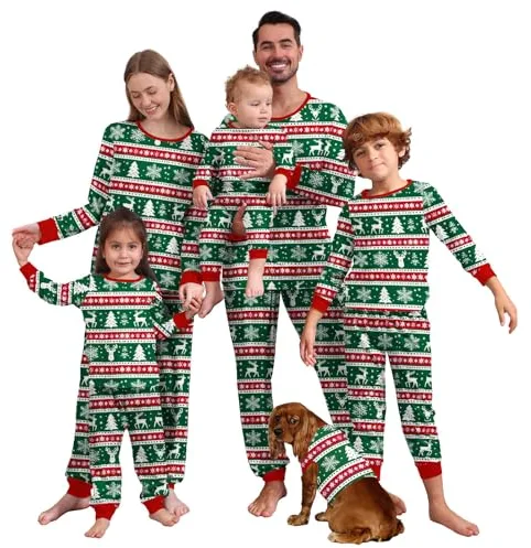 MUYOGRT Pijama Navidad Familia, Conjunto Pijama Familiar a Juego, Pijamas de Navidad Renos Estampada, Pijamas Navideños Familiar para Mujer, Hombre, Niños(32, Mama)