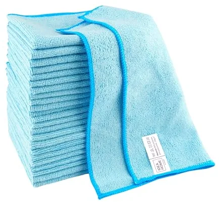 Idea Home Bayetas Microfibra 24 Piezas - Paños de Limpieza de Microfibra 30x30cm - Paños para el Polvo - Paños Multiusos, Azul