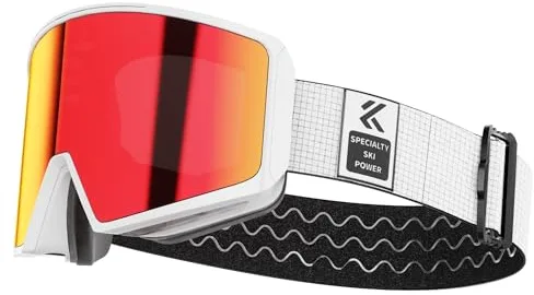 KAPVOE Gafas de Esquí Mujer hombre Gafas de Snowboard 100% Protección UV400 Gafas de Ski Gafas Nieve Anti Niebla Ski Goggles Adultos Juventud Máscara de Esquí Compatible con Casco Rojo 03