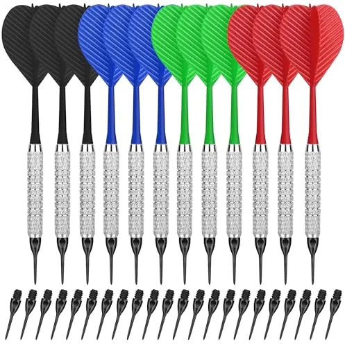 CyeeLife Dardos con punta de plástico, juego de 12 dardos blandos con 100 puntas de plástico para diana electrónica