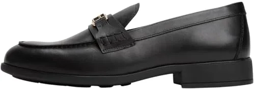 Tommy Hilfiger Mocasín Mujer Logo Leather Loafer de Piel, Negro (Black), 40