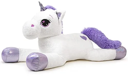 Sasusudols Unicornio Gigante de Peluche para Niñas - 60 cm, Peluche, Regalo Ideal para Cumpleaños, Navidad y Día de San Valentín, Color Blanco