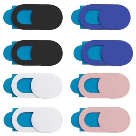 8 Piezas Webcam Cover Deslizante de Cubierta de Cámara, Tapa Camara Portatil, Cubierta Webcam Cover Slider para Protección de Privacidad(2 negros + 2 blancos + 2 azules + 2 rosas)