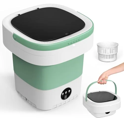 Lavadora Portatil,12L Mini Lavadora|Lavadora Pequeña,Actualizado Lavadora Portatil con Centrifugado & 3 Modos de Limpieza Profunda,Washing Machine Plegable para Apartamentos, Dormitorios (Verde)