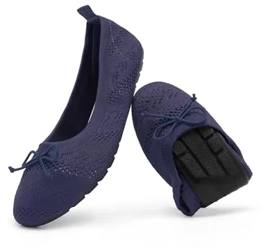 DREAM PAIRS Bailrinas Mujer Zapatos Planos Comoda Tejido Transpirables Plegables,Size 41.5,Armada,DWUMFA2502