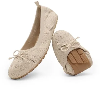 DREAM PAIRS Bailrinas Mujer Zapatos Planos Comoda Tejido Transpirables Plegables,Size 41,Desnudo,DWUMFA2502