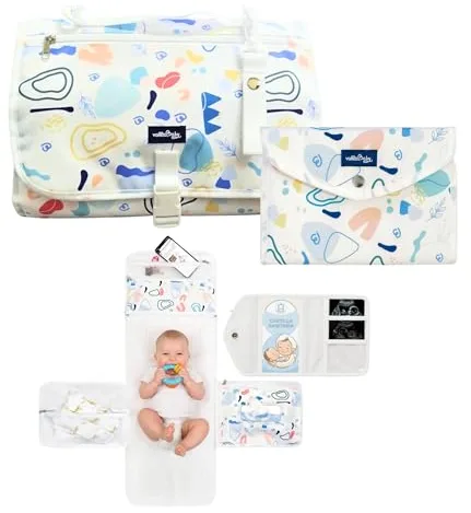 Cambiador Bebe Portatil XL Impermeable 5 Compartimentos y Portadocumentos Organizador Viaje Regalo Bebé Recien Nacido Diseño Elegante Compacto para Padres y Abuelos