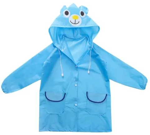 SGERUFZ Chubasquero Niño Chubasquero Niña Impermeable con Capucha Wasserdicht para Niños con Diseño de Oso 3D Botón de Presión (3-8 Años)