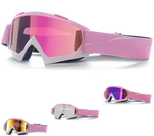 DONGZQAN Gafas Esqui Mujer, Color Rosa Gafas Snow, Gafas de Esqui, Gafas Ski Mujer, Gafa Ventisca, Gafas de Protección Uv Antivaho Rellenas de Espuma para Deportes Al Aire Libre (B)