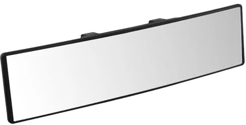 QWORK® Espejo retrovisor interior para coche, espejo retrovisor panorámico con clip para interior, para coches, SUV, camiones, 30 x 8 cm