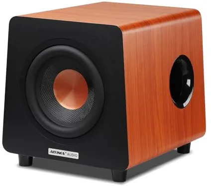 AIYIMA 800X Subwoofer Activo 8 Pulgadas, 150W Pico / 100W RMS, Graves Profundos y Potentes, Amplificador Integrado, Gabinete MDF, Frecuencia 30Hz–300Hz, Entradas RCA/AUX/LFE – para Home Cinema y HiFi