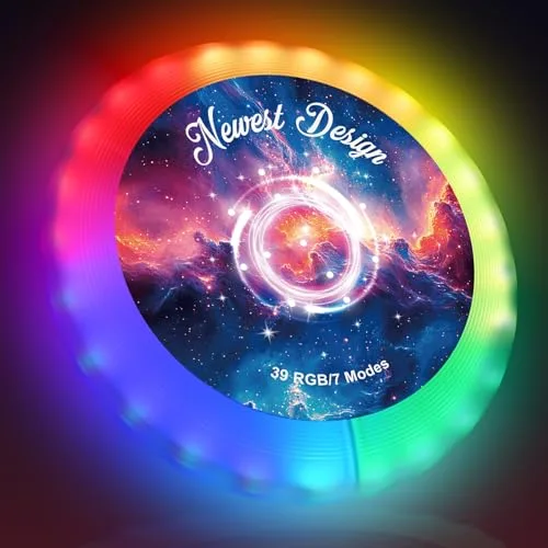 Adicop LED Frisbees, Disco LED - 39 LED RGB, 7 Modos, Frisbee Impermeable con Batería Recargable 500 mAh, Ideal para Exteriores, Césped, Juegos de Camping, Cumpleaños (cielo estrellado)