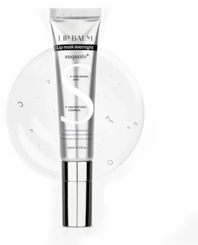 Suquato Lip Mask y Bálsamo Reparador Mascarilla Nocturna y Tratamiento Labial Voluminizador y Labial Hidratante Ácido Hialurónico y Péptidos Reparación Intensa