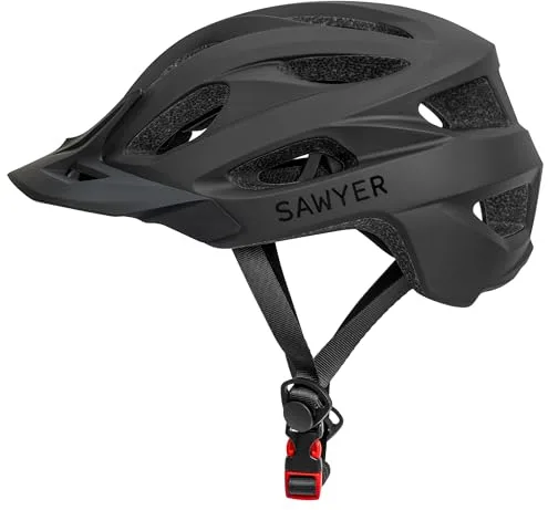 Sawyer Bikes- Casco de Bicicleta Ajustable y Unisex - Negro (54-61cm)