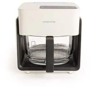 CREATE/AIR FRYER STUDIO CRYSTAL/Freidora sin aceite 4.2 L con vaporizador de agua blanco roto/Capacidad 5-6 raciones, 6 programas, bandeja de cristal, control de tiempo y tempertura, 1300W