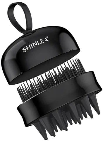 Masajeador Cuero Cabelludo - SHINLEA Masajeador de Cabeza, Cepillo de Pelo de Doble Cara, Cepillo de Silicona Para Limpiar el Cuero Cabelludo Uso en Seco y Mojado, Diseño 2 en 1